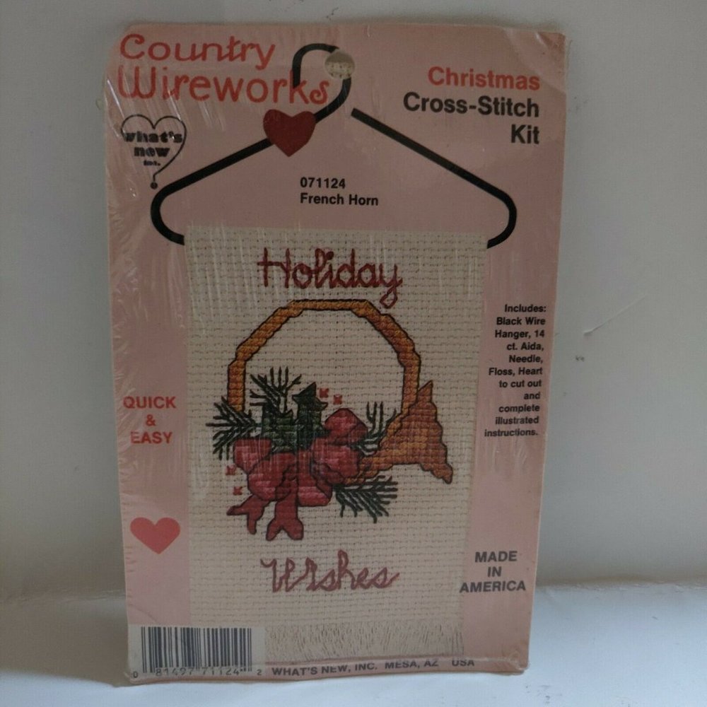 New Country Wireworks Christmas Cross Stitch Kit 071124 French Horn Holiday Wish